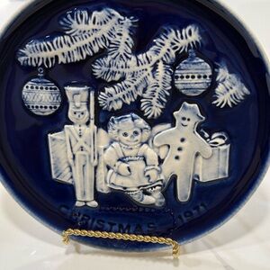 Blue and White Christmas Plate